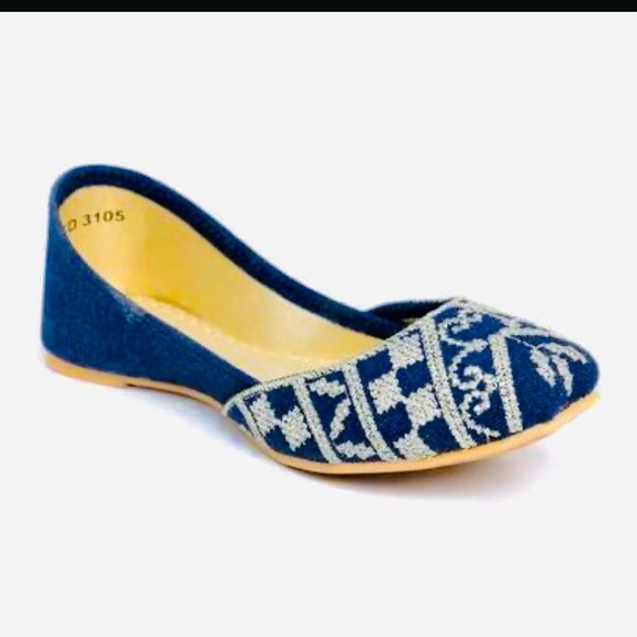 Jeans blue denim khussa multani jutti punjabi shoe - Picture 1 of 9